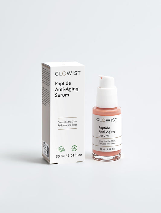 GLOWIST Peptide Renewal Serum with Hyaluronic Acid in a sleek bottle, showcasing its lightweight, hydrating formula.