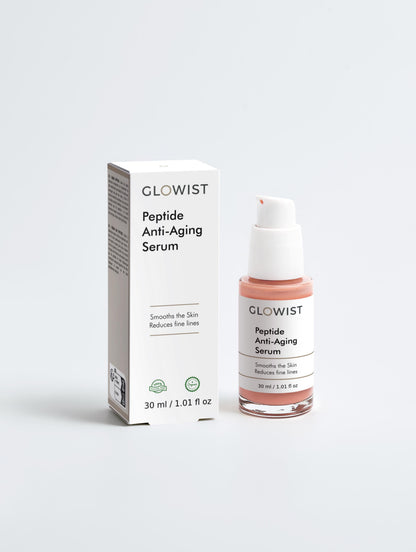 GLOWIST Peptide Renewal Serum with Hyaluronic Acid in a sleek bottle, showcasing its lightweight, hydrating formula.